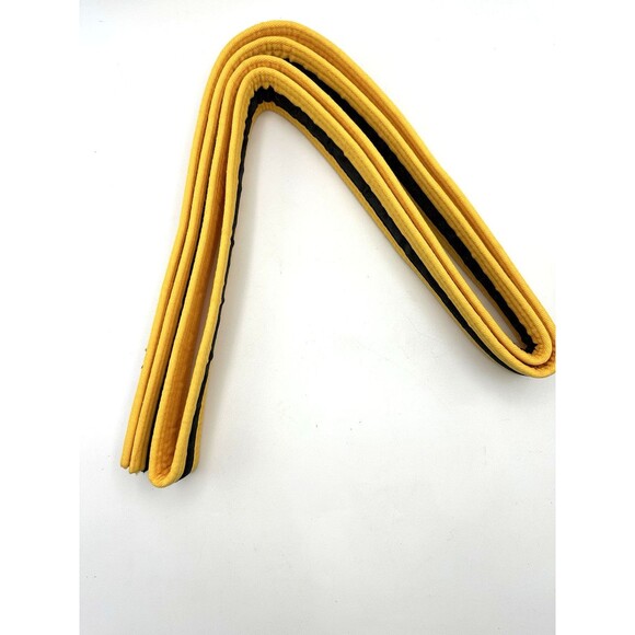 ProForce Double Wrap Solid Karate Martial Arts Belt Yellow/Black Stripe SIZE 2 - Picture 2 of 7